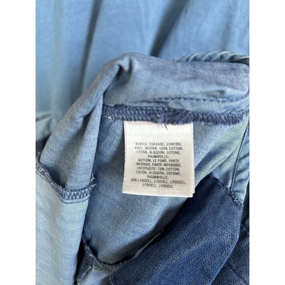 Holding Horses Anthropologie Chambray Patched Patchwork Fall Dress S/M $128 - Picture 6 of 8